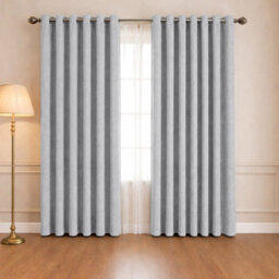 Oxford Homeware Eyelet Silver Linen Effect Curtains Fully Lined 100% Blackout Thermal Insulated Curtain Pair (W)168Cmx(L)228Cm - thumbnail 8
