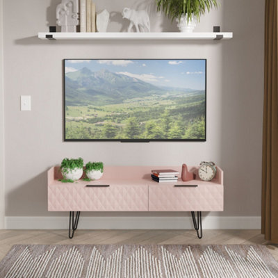 Anzio Matt Kobe Pink Media Unit With 2 Drawers, (H)50.1Cm X (W)128.2Cm X (D)39.4Cm - image 1
