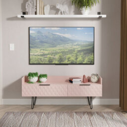 Anzio Matt Kobe Pink Media Unit With 2 Drawers, (H)50.1Cm X (W)128.2Cm X (D)39.4Cm - thumbnail 1