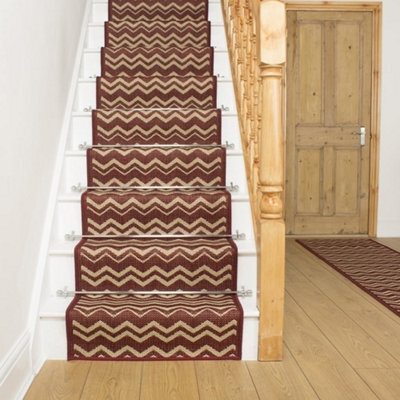 Chevron Stair Runner - Hardwearing, Non-Slip & Durable Carpet For Stairs & Staircases, Multiple Lengths - image 1