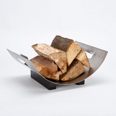 Stainless Steel Log Holder With Black Feet Modern Fireside Wood Storage Rack - Log11 - image 1