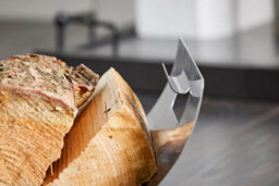 Stainless Steel Log Holder With Black Feet Modern Fireside Wood Storage Rack - Log11 - thumbnail 2