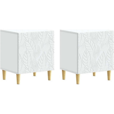 Bedside Cabinet Tables X 2 Bedroom Nightstand Storage Units White - image 1