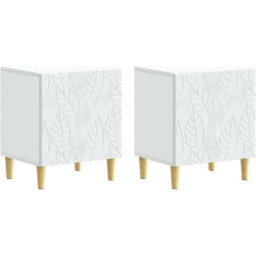 Bedside Cabinet Tables X 2 Bedroom Nightstand Storage Units White - thumbnail 1