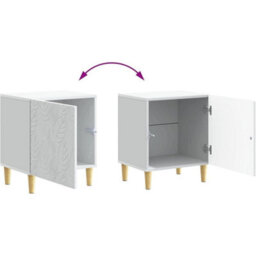 Bedside Cabinet Tables X 2 Bedroom Nightstand Storage Units White - thumbnail 4