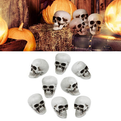 Amorly 8 Piece Mini Halloween Skull Head Decor, Human Skull Bone Model Statue For Desktop,home Halloween Display - image 1