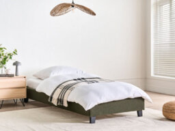 Beliani Bed Without Headboard Boucle Roanne 90 X 200 Cm (Eu Single) Dark Green - thumbnail 2