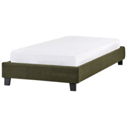 Beliani Bed Without Headboard Boucle Roanne 90 X 200 Cm (Eu Single) Dark Green - thumbnail 4