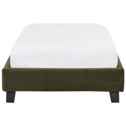 Beliani Bed Without Headboard Boucle Roanne 90 X 200 Cm (Eu Single) Dark Green - thumbnail 6