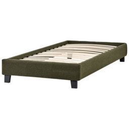 Beliani Bed Without Headboard Boucle Roanne 90 X 200 Cm (Eu Single) Dark Green - thumbnail 5