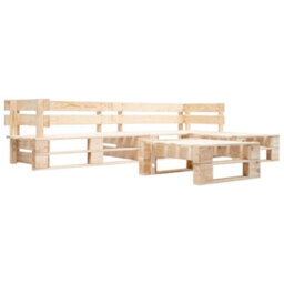 Berkfield 4 Piece Garden Pallet Lounge Set Natural Wood - thumbnail 1