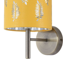 First Choice Lighting Brea - Antique Brass Wall Light With Ochre Fern Shade - thumbnail 2