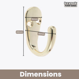 Keypak 2X Single Robe Coat Hooks With Screws, Polished Brass, Door & Wall Mountable (Pack Of 2) - thumbnail 3