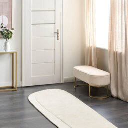 Beliani Hand-Tufted Oval Rug 80 X 250 Cm Light Beige Viscose-Wool Modern - thumbnail 2