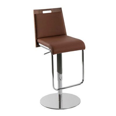 Angel Cerda Elegant Brown And Walnut Leatherette Swivel Stool For Modern Homes - image 1