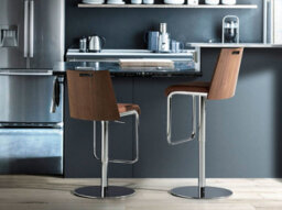 Angel Cerda Elegant Brown And Walnut Leatherette Swivel Stool For Modern Homes - thumbnail 3
