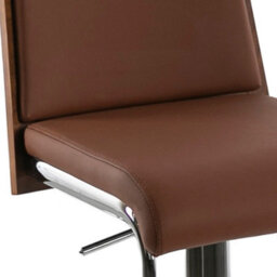 Angel Cerda Elegant Brown And Walnut Leatherette Swivel Stool For Modern Homes - thumbnail 4