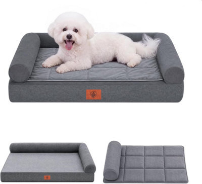 Luckracer Small Dog Bed Sofa Washable Orthopedic Dog Beds Grey 60X45X14Cm - image 1