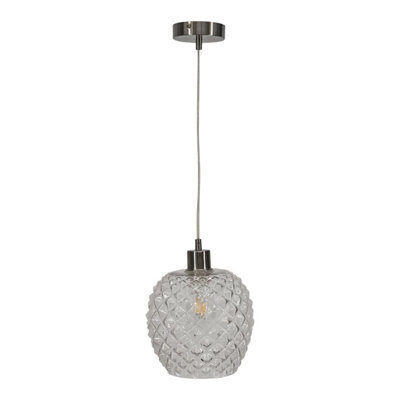 First Choice Lighting Baine - Clear Textured Glass With Satin Nickel Pendant Fitting - image 1