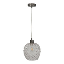 First Choice Lighting Baine - Clear Textured Glass With Satin Nickel Pendant Fitting - thumbnail 1