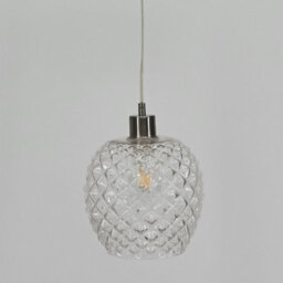 First Choice Lighting Baine - Clear Textured Glass With Satin Nickel Pendant Fitting - thumbnail 5