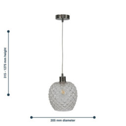 First Choice Lighting Baine - Clear Textured Glass With Satin Nickel Pendant Fitting - thumbnail 8