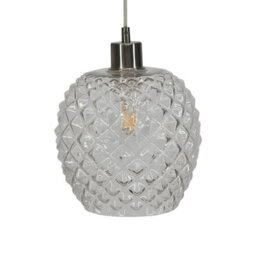 First Choice Lighting Baine - Clear Textured Glass With Satin Nickel Pendant Fitting - thumbnail 7