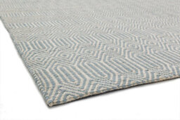 Modern Rug, Luxurious Wool Rug For Bedroom, & Livingroom, Cotton Geometric Rug, Duck Egg Geometric Rug-100Cm X 150Cm - thumbnail 2