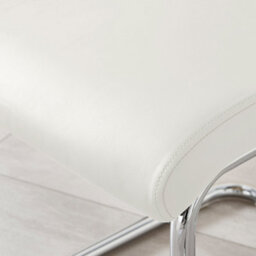 Furniturebox Set Of 2 - Dining Modern Dining Chairs - White Faux Leather Chrome Leg Dining Chairs - Kitchen Dining Room Chairs - thumbnail 7