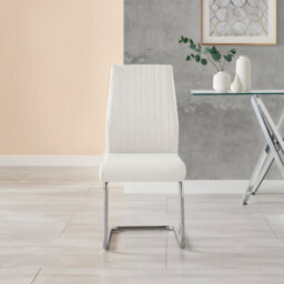 Furniturebox Set Of 2 - Dining Modern Dining Chairs - White Faux Leather Chrome Leg Dining Chairs - Kitchen Dining Room Chairs - thumbnail 5