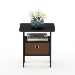 Walplus Furinno Andrey End Table Nightstand With Bin Drawer, Americano/medium Brown - thumbnail 1