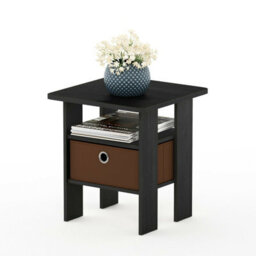 Walplus Furinno Andrey End Table Nightstand With Bin Drawer, Americano/medium Brown - thumbnail 2