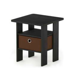 Walplus Furinno Andrey End Table Nightstand With Bin Drawer, Americano/medium Brown - thumbnail 3