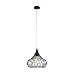 Stylish Black Steel Wire Hanging Pendant Light For Hallway - 1 X 60W E27 - thumbnail 1