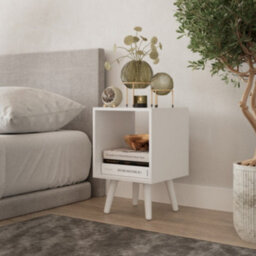 Urbn-Living Urbnliving 30Cm Height Cube White Wooden Storage Bookcase Scandinavian Style White Legs Living Room - thumbnail 2