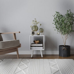 Urbn-Living Urbnliving 30Cm Height Cube White Wooden Storage Bookcase Scandinavian Style White Legs Living Room - thumbnail 3
