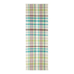 Homescapes Wilson Handwoven Blue, Yellow And Brown Tartan 100% Cotton Rug, 66 X 200 Cm - thumbnail 2