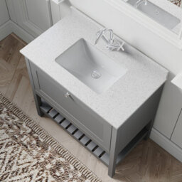 Balterley Coppenhall Bathroom Floor Standing 1 Drawer Vanity & Single Bowl 1 Tap Hole Marble Top, Cool Grey/white, 820mm - thumbnail 5