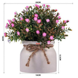 White House Decor Set - 2 Artificial Plants With Gypsophila And Mini Pots - thumbnail 2
