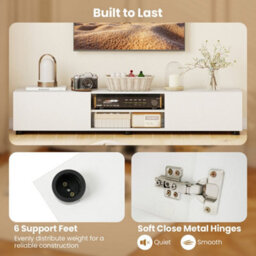 White Tv Stand For Tvs Up To 70 Inch  Tv Unit With Doors & Shelves - thumbnail 5