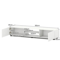 White Tv Stand For Tvs Up To 70 Inch  Tv Unit With Doors & Shelves - thumbnail 2