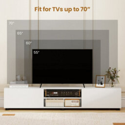 White Tv Stand For Tvs Up To 70 Inch  Tv Unit With Doors & Shelves - thumbnail 3