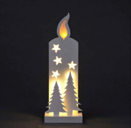 Shatchi Wooden Christmas Decoration Pre Lit Led Silhouette Nativity Scene Ornament Table Window Battery Operated, White, 36Cm - thumbnail 2