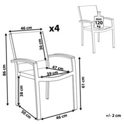 Beliani Set Of 4 Garden Chairs Pereta Metal Grey - thumbnail 3