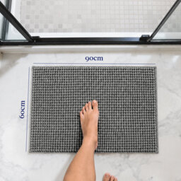 Aspire Homeware Quick Dry Chenille Bathmat Soft Water Absorbent Shower Mat Non-Slip Floor Mat, Grey (L)90Cm X (W)60Cm - thumbnail 6