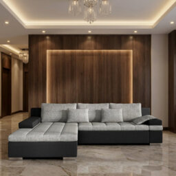Bangkok Corner Sofa Bed For Living Room With Storage Polyurethane Foam Wave Spring Metal Legs Light Grey And Grey Left - thumbnail 1