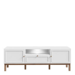 Furniture To Go Wensley 2 Door 1 Drawer Tv Unit In Light Grey And Oak Inc Led Lighting - thumbnail 2