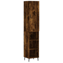 Berkfield Highboard Smoked Oak 34.5X34X180 Cm Engineered Wood - thumbnail 2