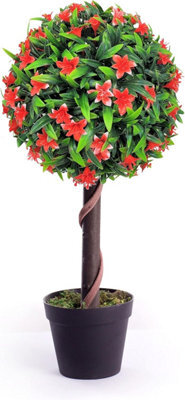 Best Artificial 2Ft / 60Cm Red Lily Ball Tree Plant Garden Office Conservatory Tropical Indoor Outdoor - image 1