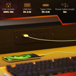 Wyld Haus Tovapa 100Cm Black Two-Level Led Gaming Desk With Monitor Shelf And Power Hub - thumbnail 6